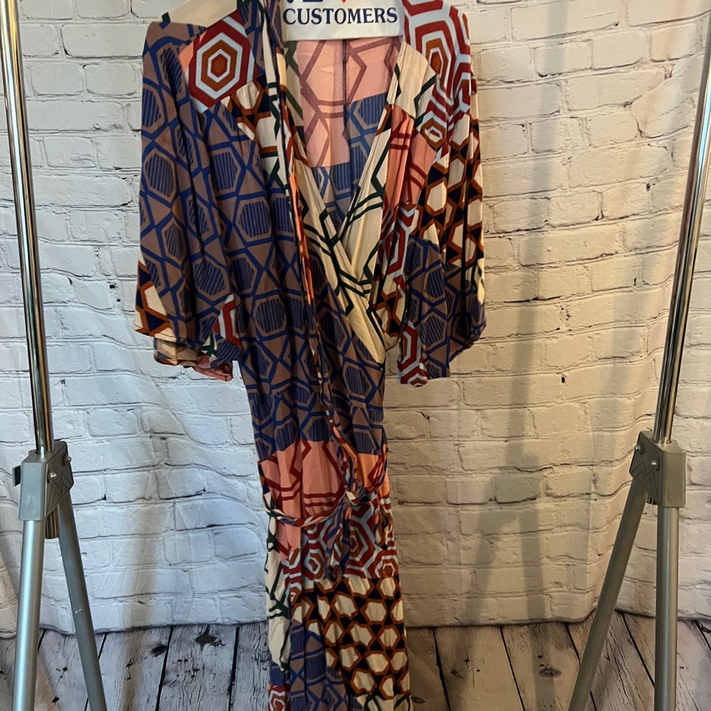Eloquii mixed pattern wrap dress